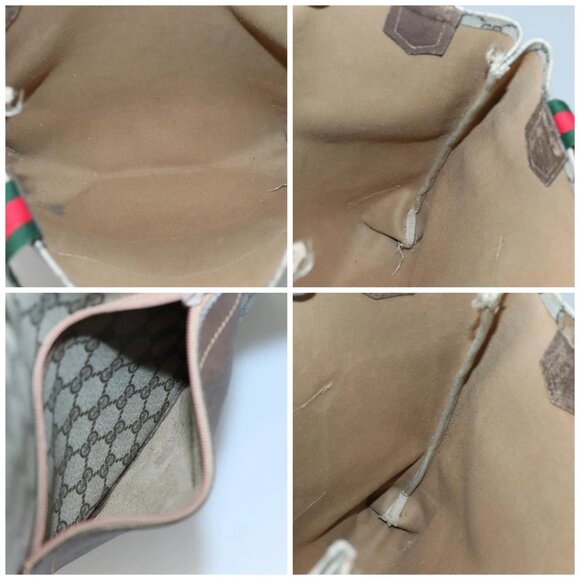 GUCCI GG Supreme Web Sherry Line Tote Bag PVC Beige Auth ep9399 - Picture 15 of 16